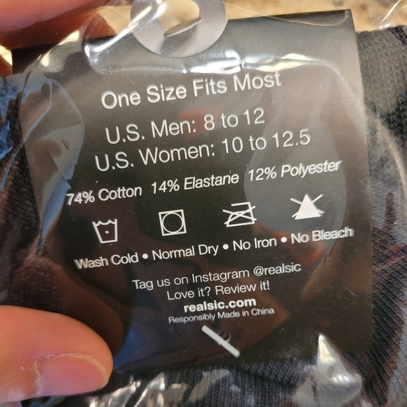 Real Sic Black Socks Red Cherry Print - Picture 3 of 4